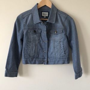 NWOT I Love H81 Striped Crop denim jacket